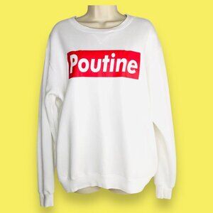 Coastal Culture Men Poutine Box Logo White Crewneck Sweatshirt Sweatshirt Sz M